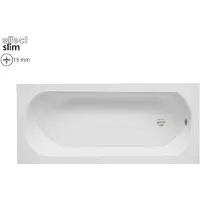 Badland INTRICA SLIM ligbad 150 x 75 cm wit met styropor ombouw met bamboe badplank