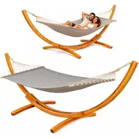 AMANKA XXL Hangmat met Standaard 325 cm - Buitenframe Massief Hout met Hangmat voor 2 Personen tot 150 kg - Premium Comfortabel Relax Set Tuin Terras Balkon of Patio