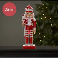 Lumineo Notenkraker rood wit met kroon - 25CM