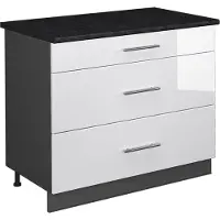 Vicco Keukenonderkast Fame-Line, Wit Hoogglans/Antraciet, 100 cm, WB Antraciet