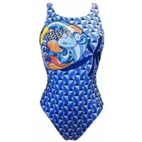Turbo Geo Carpa Swimsuit Blauw 11-12 Years Meisje