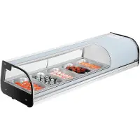 Vevor Sushi koelvitrine 52 L Commerciële vitrine Gekoelde toonbankvitrine (5 pannen) met gebogen glas &amp; LED-verlichting &amp; digitale temperatuurregeling