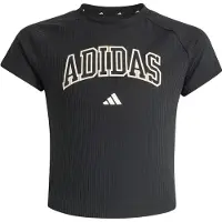 Adidas - Girl's Sport Seasonals Collegiate Typography Tee - T-shirt 140, grijs/zwart