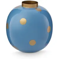 Pip studio Vaas Dots - Bloemenvaas van Metaal - Blauw/ Goud - 23cm