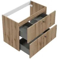 Deftrans Badkamerkast met wastafel 80 cm, eikenhoutlook, gegroefd, Rietti lamellen