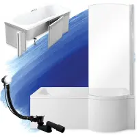 Badland INSPIRO bad met douchewand 170 x 70 cm rechts wit met styropor ombouw