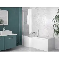 Badland INSPIRO bad met douchewand 170 x 70 cm links wit met acrylpaneel