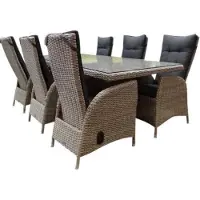 AVH-Collectie Menorca dining tuinset 220x100xH78 cm verstelbaar 7-delig kobo grijs