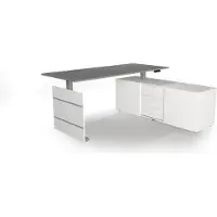 Kerkmann Move 3 Tube Zit-sta-bureau Grafiet T-Voet 3 Lades 1.860 (B) x 1.650 (D) x 1.200 (H) mm