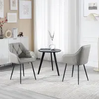 Glamour Ergonomische Vintage Eetkamerstoel met Armleuningen en Metalen Poten – Donkergrijs Kunstleer, 41 x 42 x 83,5 cm Comfortabele Design Keukenstoel voor Eetkamer, Woonkamer en Kantoor