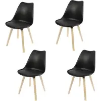 AC-DÉCO SET VAN 4 "EMY" ZWARTE STOELEN MET KUSSEN 45X58X49/H82CM