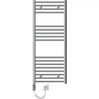 LuxeBath Sahara elektrische handdoekradiator 500 x 1200 mm chroom gebogen zijaansluiting & verwarmingsstaaf 900W met thermostaat & digitaal display handdoekradiator met verwarmingspatroon