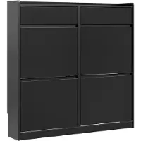 SoBuy Schuhschrank - Schuhkipper mit 4 Klappen und 2 Schubladen - Schwarz | FSR169-SCH