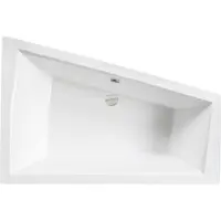 Besco INTIMA hoekbad 160 x 90 cm links wit met hoofdsteun met bamboe badplank