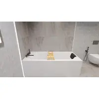 Besco VITAE ligbad 180 x 80 cm wit met hoofdsteun met bamboe badplank