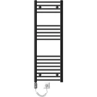 LuxeBath Elektrische Badkamerkachel Sahara 400x1200 mm Antraciet Rechte Zijaansluiting & Verwarmingsstang 900W Thermostaat & Digitaal Display, Handdoekverwarming met Patroonverwarming
