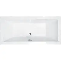 Besco QUADRO ligbad 180 x 80 cm wit met acrylpaneel met bamboe badplank