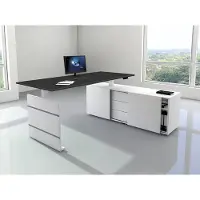 Kerkmann Move 3 Zit-sta-bureau Vrije vorm Antraciet T-Voet 3 Lades 1,800 (B) x 800 (D) x 1.200 (H) mm Hout