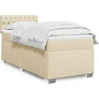 vidaXL Boxspring met matras stof crèmekleurig 100x200 cm
