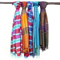 AW Gifts Large Indian Boho Scarves - 75x180cm - Random Blues