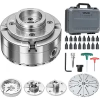 Vevor 4-inch draaibankspantang (4 klauwen) met 1-inch x 8TPI schroefdraad en adapter