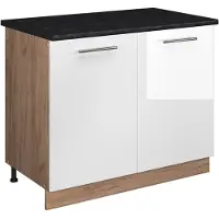 Vicco Wastafelkast Fame-Line, Wit Hoogglans/Goudkleurig Eiken, 100 cm, WB Antraciet