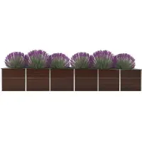 vidaXL Plantenbak verhoogd 480x80x77 cm gegalvaniseerd staal bruin