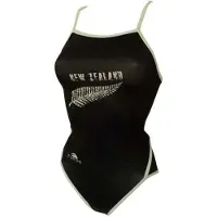 Turbo New Zealand Thin Strap Swimsuit Zwart 9-10 Years Meisje