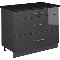 Vicco Keukenonderkast Fame-Line, Antraciet Hoogglans/Antraciet, 100 cm, WB Antraciet