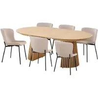 Ebuy24 Osaka eethoek 1 eettafel eikenfineer en 6 stoelen beige.