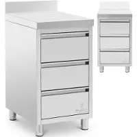 Expondo RVS keukenkast met werkblad - 50 x 60 cm - 186 kg - 3 lades - met opstand -