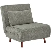 Sweeek Fauteuil van chenille stof met slaapfunctie houten poten Groen