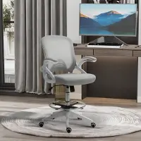 HAUSS SPOLE Bureaustoelen - Ergonomische Bureaustoel Met Verstelbare Voetring - Hoog/Laag Verstelbaar, Wippfunctie, Met Opklapbare Armleuningen Voor Kantoor - 64×60×126 cm - Metaal - Lichtgrijs