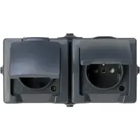 Sencys Spatwaterdicht Stopcontact Denver Horizontaal Penaarde 2-polig Antraciet Ip44