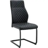 STILVORA Eetkamerstoel, set van 2, met hoge rugleuning en zitkussen. Eetstoel met ruitpatroon en metalen frame. Keukenstoel met antislip voet. Stoelset, 2 stuks