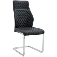 STILVORA Eetkamerstoelen Set Van 2 - Ruitstik Design Met Hoge Rugleuning En Zitkussen - Voor Eetkamer En Restaurant - Metaal;PU Leer - Zwart;Zilver