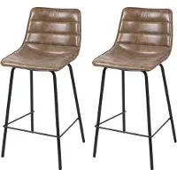 Urban Living “BROOKLYN” SET VAN 2 BARSTOELEN IN LEDERLOOK TILIA 44X47XH66/95CM