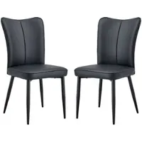MODFU - Eetkamerstoelen Set Van 2 - Ergonomische Rugleuning - Modern - Voor Eetkamer Of Kantoor - Metaal En Imitatieleer - Zwart