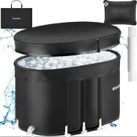 TecTake IJsbad Espoo - Ice Bath - Zitbad - 105 x 70 x 66 cm - 375 Liter - Opvouwbaar IJsbadkuip met Aluminium Frame en Beschermhoes - 3-voudige Isolatie - Inclusief Draagtas en Waterkussen