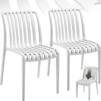 TecTake Set van 2 Tuinstoelen Alcudia - Creme - Kunststof Stoelen - Stapelbaar - Stoelen voor Tuin, Terras of Balkon - Weerbestendig en UV-bestendig - Draagkracht 120kg per Tuinstoel