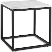 TecTake Bijzettafel Alysia - Wit/Zwart Marmerlook - Vierkante Koffietafel - 45 x 45 x 47,5 cm - Salontafel - Nachtkastje - Draagkracht 12kg - Banktafel - Bedtafel