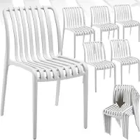 TecTake Set van 6 Tuinstoelen Alcudia - Creme - Kunststof Stoelen - Stapelbaar - Stoelen voor Tuin, Terras of Balkon - Weerbestendig en UV-bestendig - Draagkracht 120kg per Tuinstoel