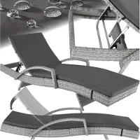 TecTake -ligbed Océane-Wicker tuinset- 5-voudig verstelbare rugleuning-lichtgrijs - 403855