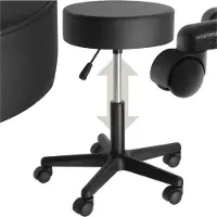 TecTake Rolkruk - Werkkruk, praktijkkruk, oefenkruk - 360° draaibaar met dikke gevoerde zitting- In hoogte verstelbaar 48-63cm - Kunstlederen bekleding - Comfortabel en duurzaam - Zwart