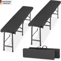 TecTake Set van 2 Inklapbare Bankjes - Tuinbankjes - 8 Personen - Draagbare Banken voor Campingtafel - Biertafel - Picknicktafel - Tuintafel - 500kg Draagkracht per Bank - Antraciet