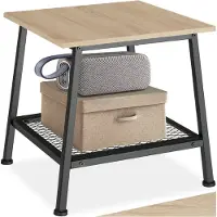 TecTake - Bijzettafel Bedford Industrieel Design - Licht Hout, Eiken Sonoma - Hout en Staal, 45,5 x 45 x 47 cm, Verstelbare Pootjes