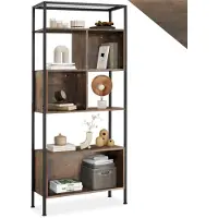 TecTake - Wandrek wandkast boekenkast Hastings 75x31x170,5cm - industrieel - donkerbruin - 404710
