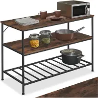 TecTake - Keukenrek Akeley industrieel donkerbruin - 120 x 60 x 90,5 cm - 404439