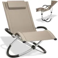 TecTake - ligstoel ligbed zonnebed - ergonomisch, opvouwbaar - Draagkracht 150 kg - beige -