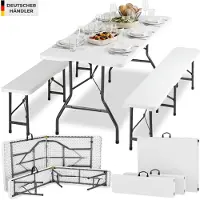 TecTake - Campingtafelset - Picknicktafelset - Campingmeubel set - Opklapbaar - Compact op te bergen - wit